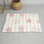 Blush Pink Seashell & Starfish on Beige and White  Rug Gallery Image 1