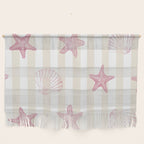 Blush Pink Seashell & Starfish on Beige and White  Wall Hanging Gallery Image 1