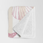 Blush Pink Seashell & Starfish on Beige and White  Throw Blanket Gallery Image 3