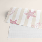 Blush Pink Seashell & Starfish on Beige and White  Wrapping Paper Gallery Image 2