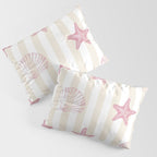 Blush Pink Seashell & Starfish on Beige and White  Pillow Sham Gallery Image 3
