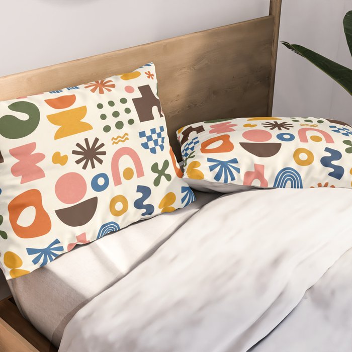 Playful Modernist Mosaic Pillow Sham Gallery Image 2