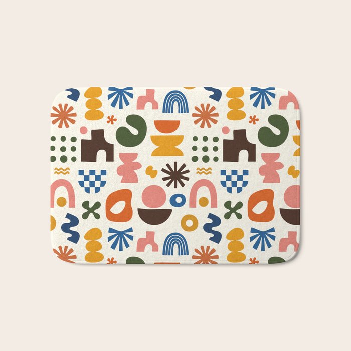 Playful Modernist Mosaic Bath Mat Gallery Image 1