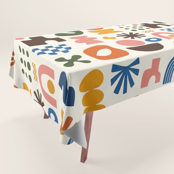 Playful Modernist Mosaic Tablecloth Gallery Image 1