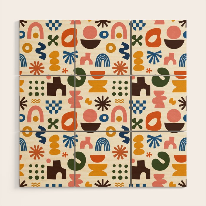 Playful Modernist Mosaic Wood Wall Art Gallery Image 1