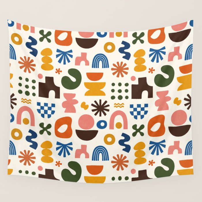 Playful Modernist Mosaic Wall Tapestry Gallery Image 1