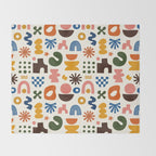 Playful Modernist Mosaic Throw Blanket Gallery Image 2