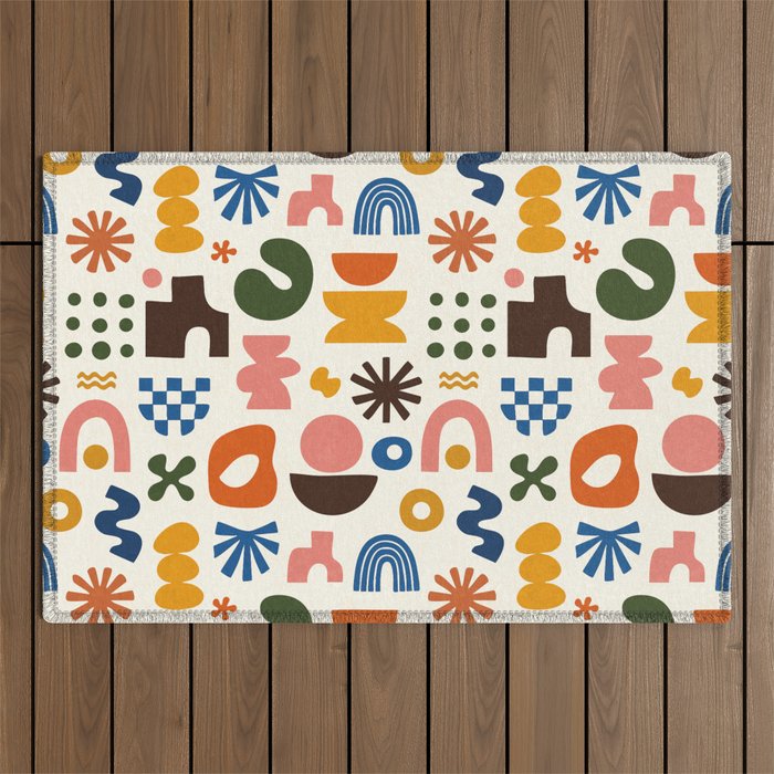 Playful Modernist Mosaic Outdoor Rug Gallery Image 1