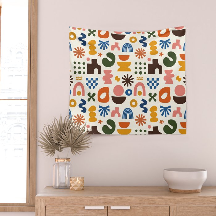 Playful Modernist Mosaic Wall Tapestry Gallery Image 2