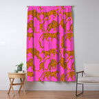 Abstract leopard with red lips illustration in fuchsia background  Window Curtain Gallery Image 5