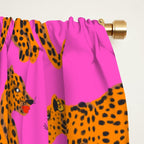 Abstract leopard with red lips illustration in fuchsia background  Window Curtain Gallery Image 2