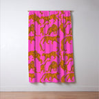 Abstract leopard with red lips illustration in fuchsia background  Window Curtain Gallery Image 3