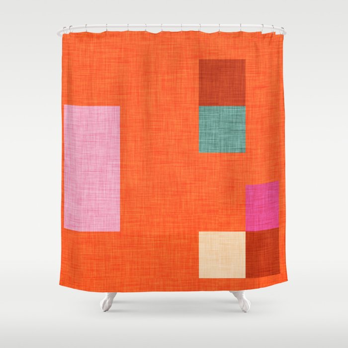 Bold Minimalism Orange Shower Curtain Gallery Image 1