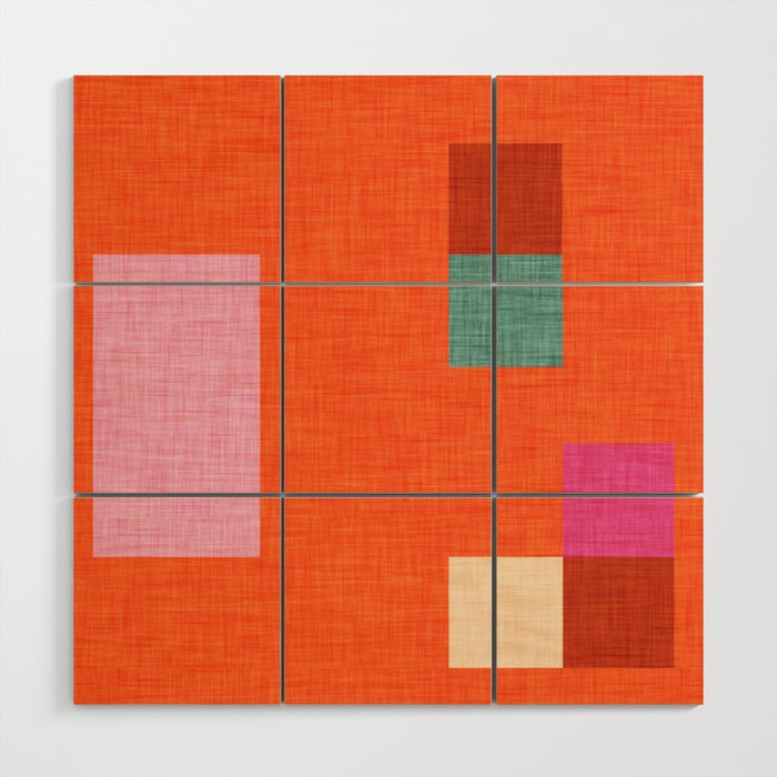 Bold Minimalism Orange Wood Wall Art Gallery Image 1