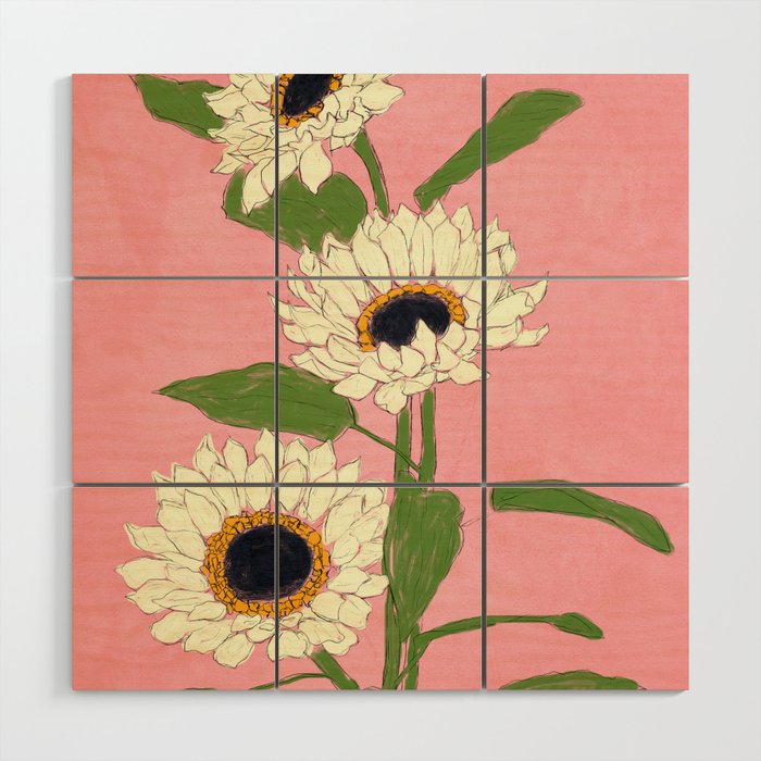 Sunflower Pink Sami Wood Wall Art Gallery Image 1
