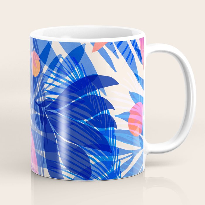 Breezy Tropics Blue Floral Design Coffee Mug Gallery Image 1