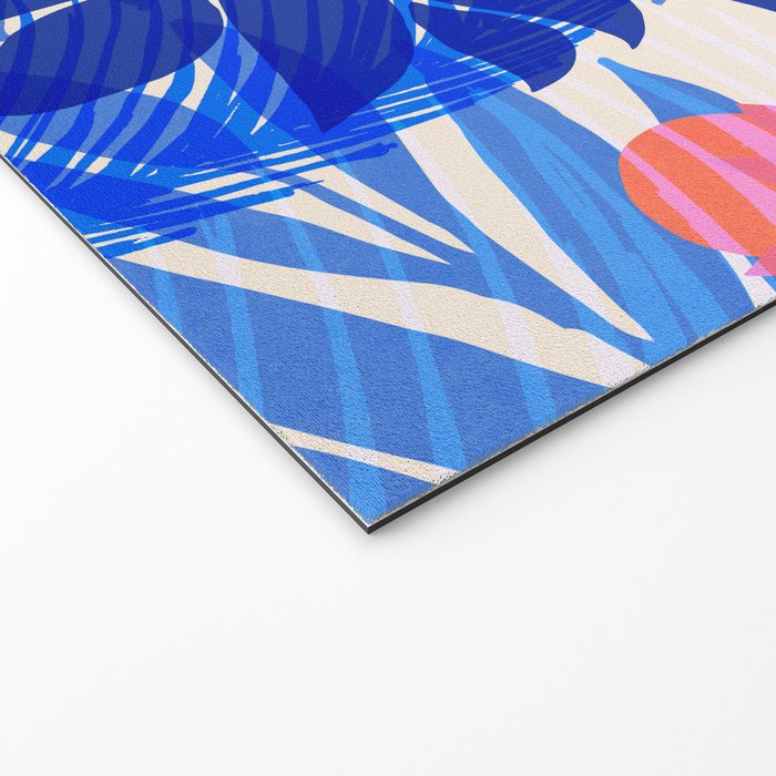 Breezy Tropics Blue Floral Design Welcome Mat Gallery Image 2