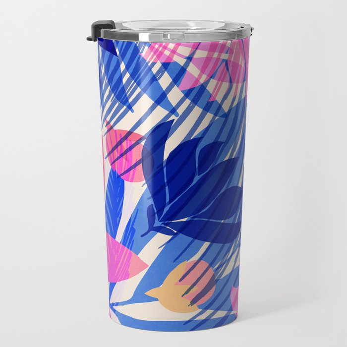 Breezy Tropics Blue Floral Design Travel Mug Gallery Image 3