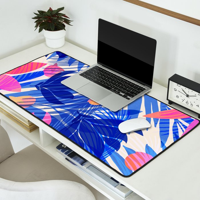 Breezy Tropics Blue Floral Design Desk Mat Gallery Image 2