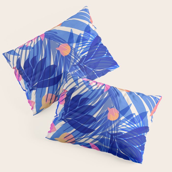 Breezy Tropics Blue Floral Design Pillow Sham Gallery Image 3