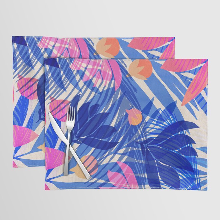 Breezy Tropics Blue Floral Design Placemat Gallery Image 1