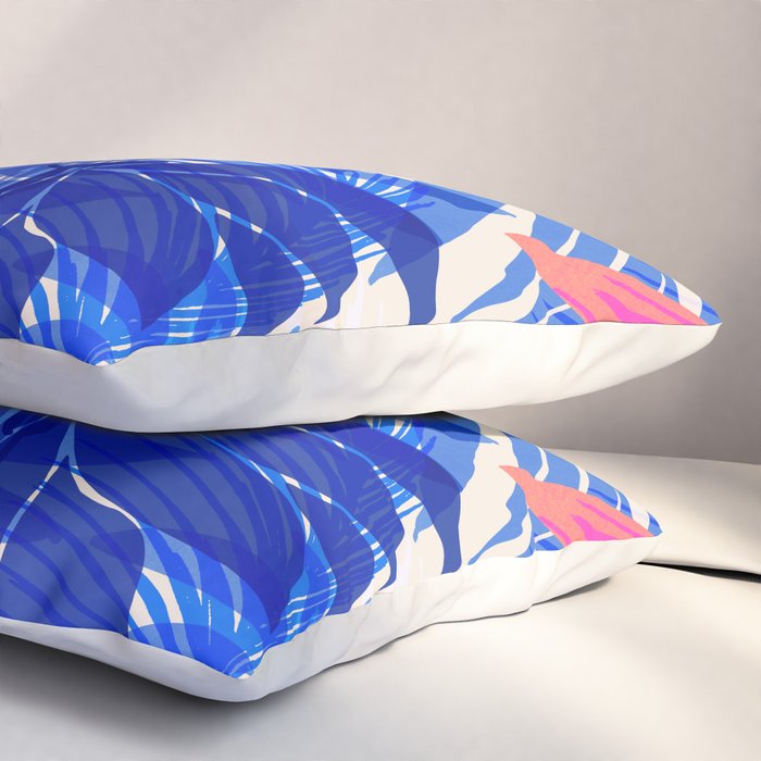 Breezy Tropics Blue Floral Design Pillow Sham Gallery Image 3