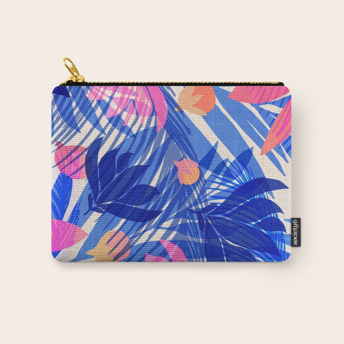 Breezy Tropics Blue Floral Design Carry All Pouch Gallery Image 1