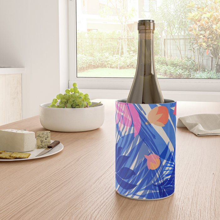 Breezy Tropics Blue Floral Design Wine Chiller Gallery Image 4