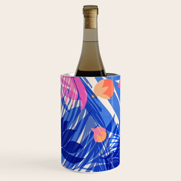 Breezy Tropics Blue Floral Design Wine Chiller Gallery Image 1