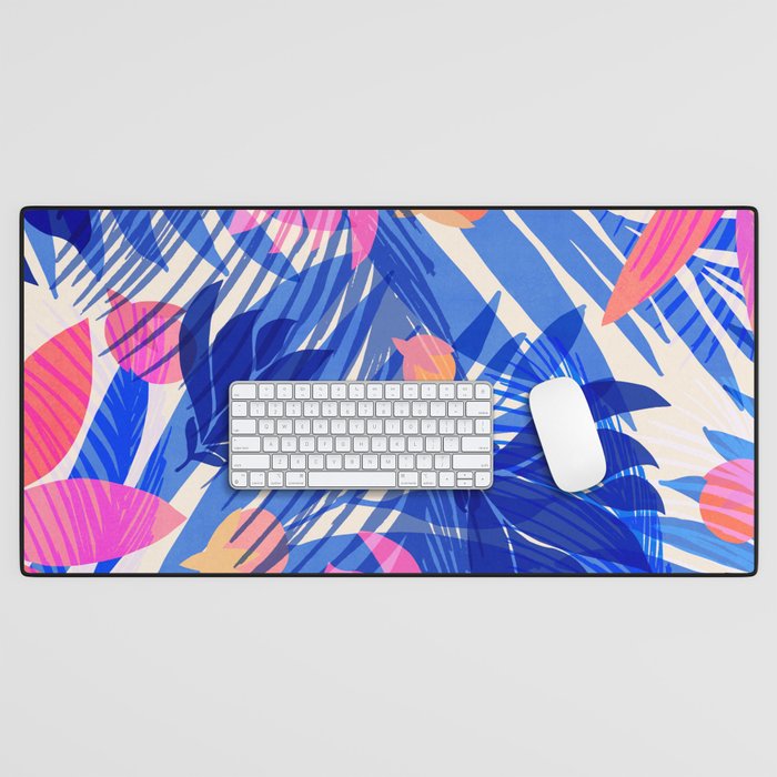 Breezy Tropics Blue Floral Design Desk Mat Gallery Image 1