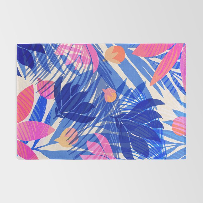 Breezy Tropics Blue Floral Design Rug Gallery Image 2