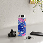 Breezy Tropics Blue Floral Design Water Bottle Gallery Image 4