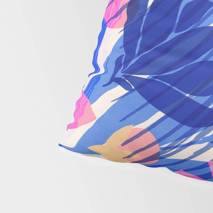 Breezy Tropics Blue Floral Design Pillow Sham Gallery Image 4