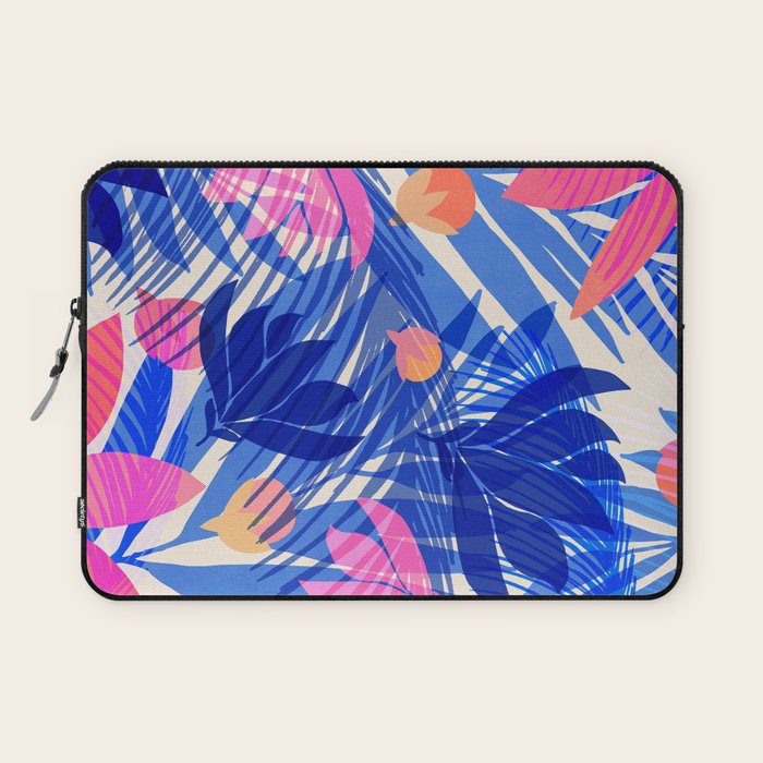 Breezy Tropics Blue Floral Design Laptop Sleeve Gallery Image 1