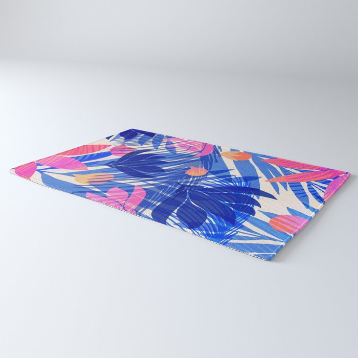 Breezy Tropics Blue Floral Design Rug Gallery Image 3