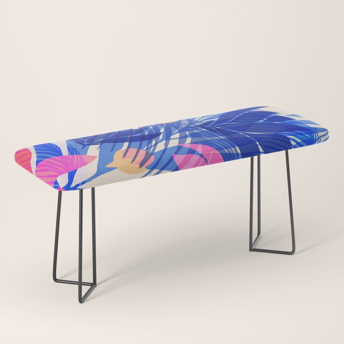 Breezy Tropics Blue Floral Design Bench Gallery Image 1