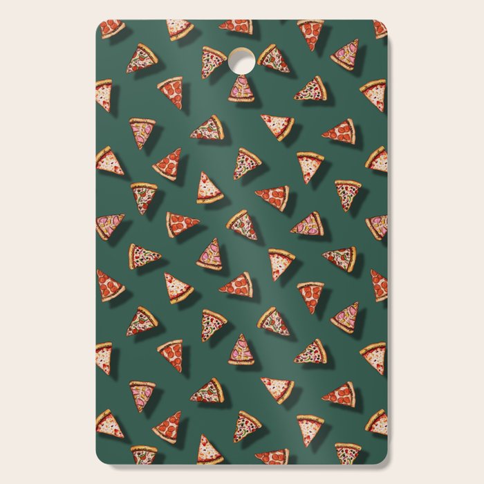 Pizza Party Pattern - Floating Pizza Slices on Teal Cutting Board Gallery Image 1