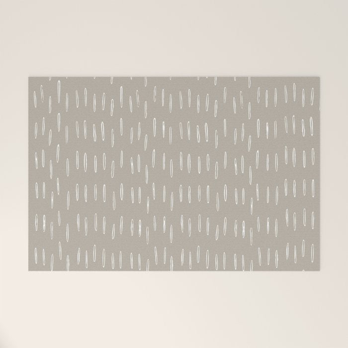 Boho Prints, Raindrops, Beige, Minimalism, Abstract Art Welcome Mat Gallery Image 1