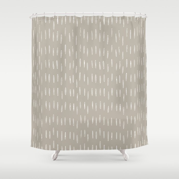 Boho Prints, Raindrops, Beige, Minimalism, Abstract Art Shower Curtain Gallery Image 1
