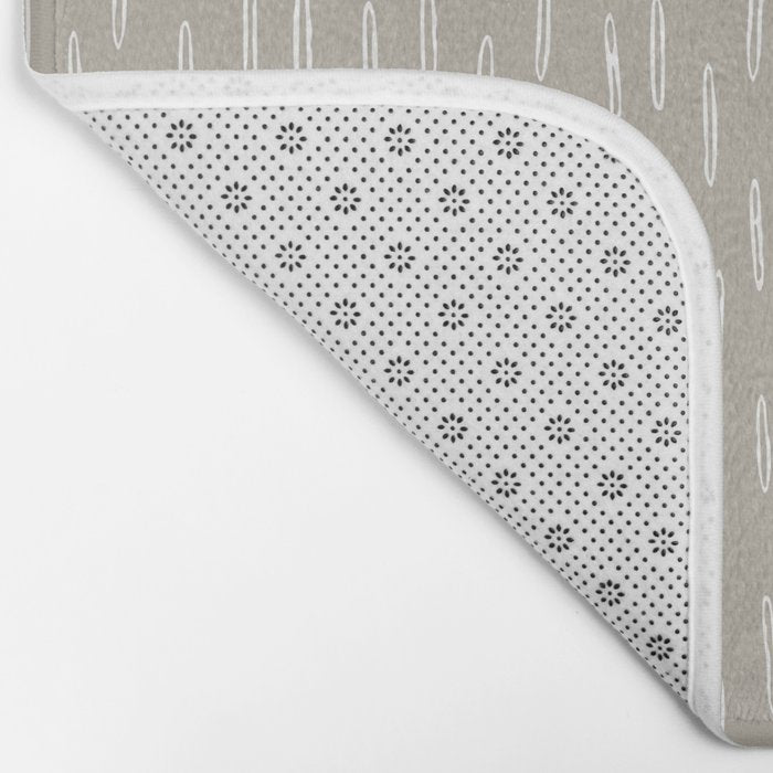 Boho Prints, Raindrops, Beige, Minimalism, Abstract Art Bath Mat Gallery Image 2