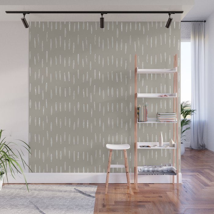 Boho Prints, Raindrops, Beige, Minimalism, Abstract Art Wall Mural Gallery Image 1