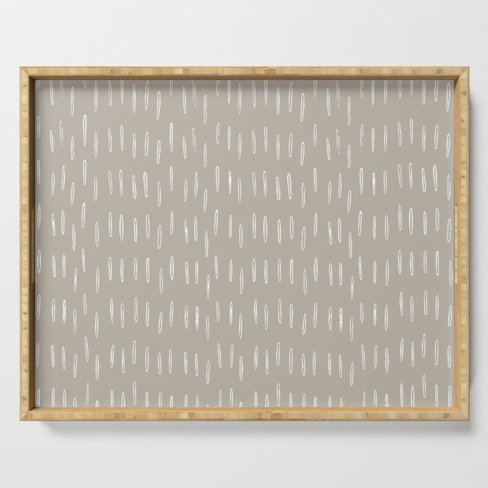 Boho Prints, Raindrops, Beige, Minimalism, Abstract Art Serving Tray Gallery Image 1