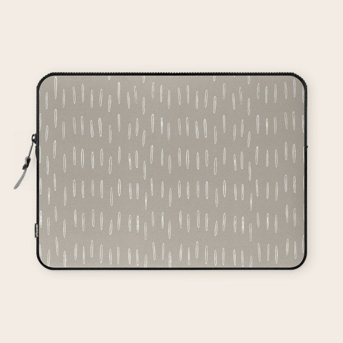 Boho Prints, Raindrops, Beige, Minimalism, Abstract Art Laptop Sleeve Gallery Image 1
