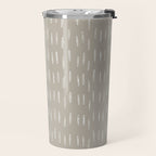 Boho Prints, Raindrops, Beige, Minimalism, Abstract Art Travel Mug Gallery Image 2