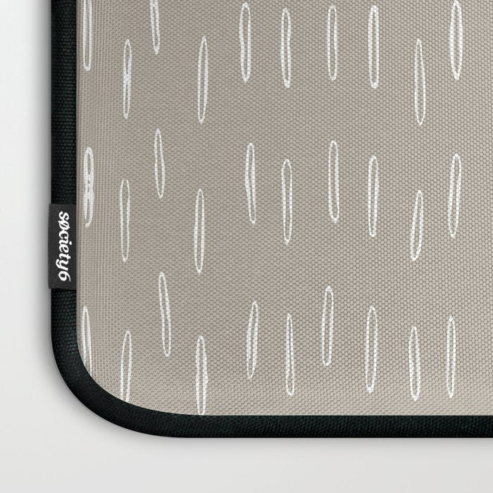 Boho Prints, Raindrops, Beige, Minimalism, Abstract Art Laptop Sleeve Gallery Image 3