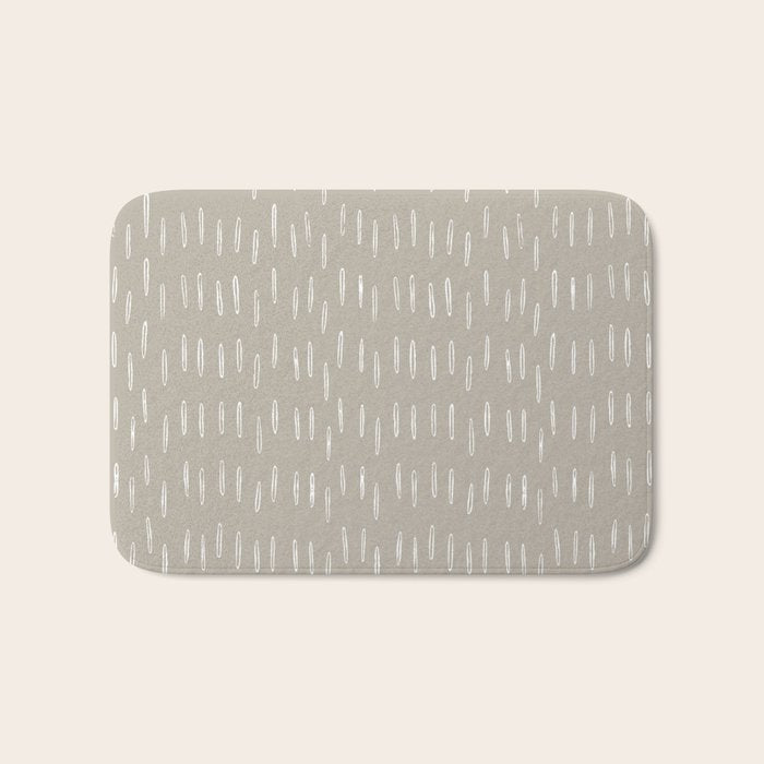 Boho Prints, Raindrops, Beige, Minimalism, Abstract Art Bath Mat Gallery Image 1