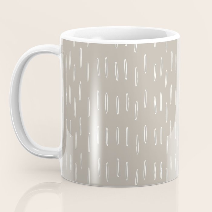Boho Prints, Raindrops, Beige, Minimalism, Abstract Art Coffee Mug Gallery Image 3
