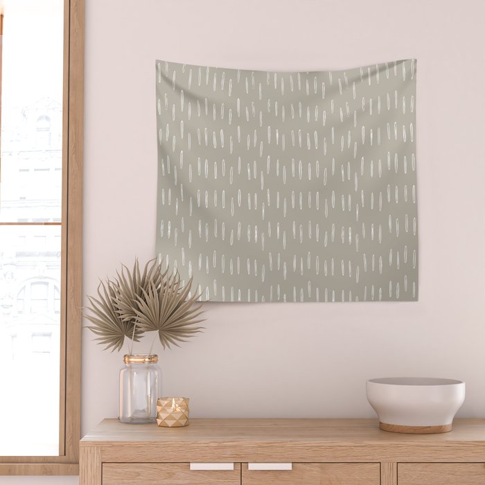 Boho Prints, Raindrops, Beige, Minimalism, Abstract Art Wall Tapestry Gallery Image 2