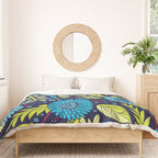 Turquoise Blue, Lime Green, Magenta & Navy Floral Pattern Duvet Cover Gallery Image 3