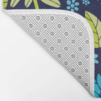 Turquoise Blue, Lime Green, Magenta & Navy Floral Pattern Bath Mat Gallery Image 2